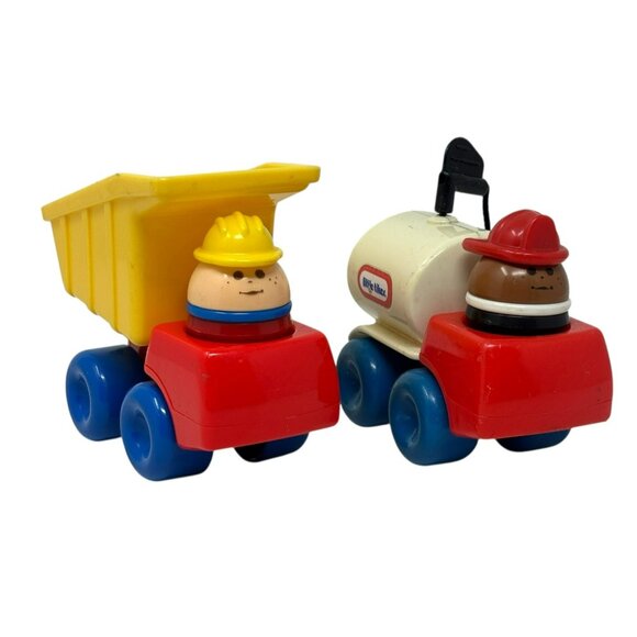 LITTLE TIKES Lot 4 Chunky Vehicles Toddle Tots Figures Tanker Dump Truck Car - Picture 2 of 13